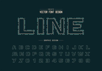 Poster - font and line alphabet vector, Design typeface letter and number, Graphic text on dark background