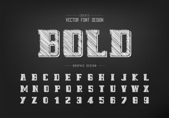 Poster - pencil bold font and alphabet vector, sketch script and number design, graphic text on background
