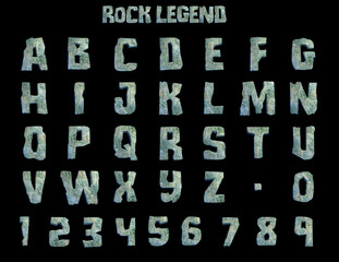 Wall Mural - Rock legends stone alphabet - 3D Illustrations