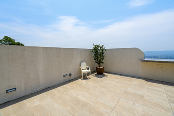 Beach chair on the roof of holiday villa