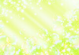 Fototapeta  - Soap Bubbles and sunshine on light green background