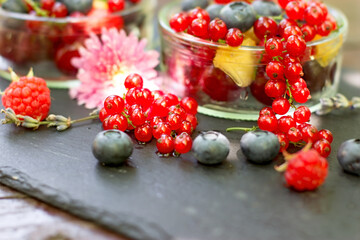 Wall Mural - Healthy food, healthy eating, organic currant and blueberry