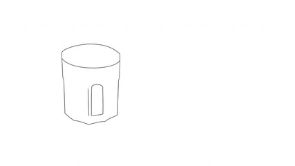Wall Mural - Self drawing animation of coffee drink, glass, cup. Copy space white background.
