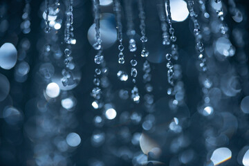 Falling water drops - rain in macro detail