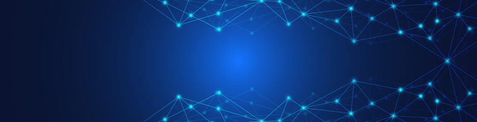 website header or banner design with abstract geometric background and connecting dots and lines. gl