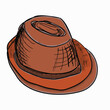 Brown retro hat sketch drawing
