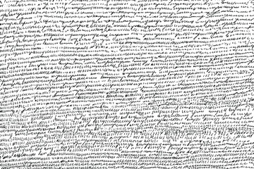 Leinwandbilder - Vector textures, seamless pattern with handwritten scribbles imitating text. Black and white background with blobs and ink stains in retro style. Suitable for wallpaper, wrapping paper, fabric.