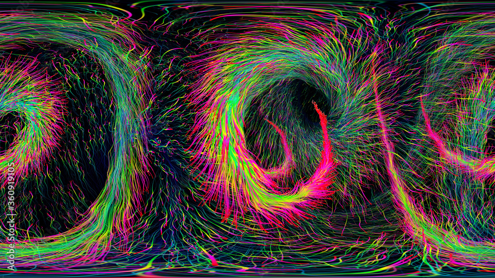 Equirectangular environment map of a colorful glowing particles. 360 ...