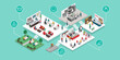 © elenabsl - Food and restaurants industry isometric infographic