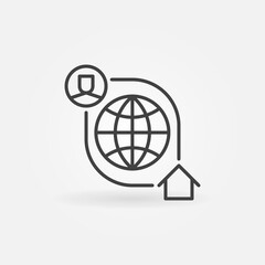 Poster - Online Work at Home outline vector concept icon or design element