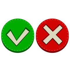 Poster - Vote red and green. Tick and cross.