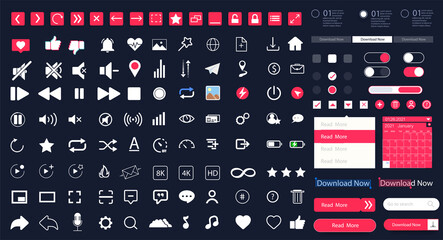 Poster - icon set ui, ux kit for mobile applications and websites. universal user interface template with res