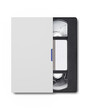 © Kuzmick - VHS video tape with blank cover isolated on white background.