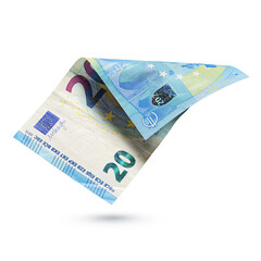 Twenty euro banknote isolated on a white background.