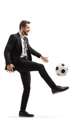 Sticker - businessman playing with a soccer ball