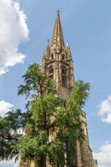 Wall Mural - Bell Tower of Saint Michael Basilica of Bordeaux, France. Partial view, vertical photo.