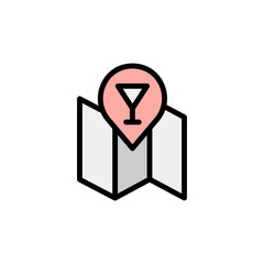Poster - Map, placeholder. Bar colored icon. Simple color element illustration. Map, placeholder. Bar concept outline symbol design from Bar set. Can be used for web and mobile