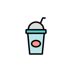 Poster - Take-away, plastic, juice colored icon. Simple color element illustration. Take-away, plastic, juice concept outline symbol design from Bar set. Can be used for web and mobile
