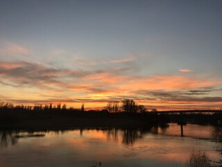 sunset over the river