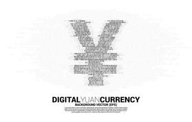 Poster - Vector digital yuan currency money icon from binary zero and one code. Concept for china digital currency economy and financial network connection.