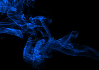 Wall Mural - Blue smoke movement abstract on black background, darkness concept