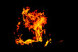 Yellow orange heat energy The fuel is burning in the black background