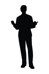 Sticker - Standing business man silhouette vector on white 