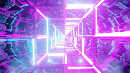 Sticker - 3D rendering of colorful laser lights forming an abstract futuristic square portal