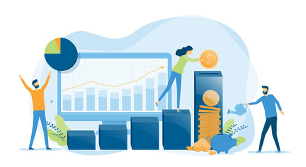 Fototapete - Flat vector illustration design business finance investment and savings concept   