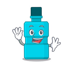 Poster - A charismatic mouthwash mascot design concept smiling and waving hand