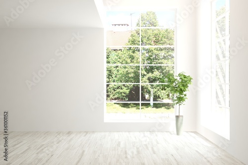 Fotomural White empty room with summer landscape in window