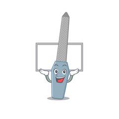 Poster - Mascot character of nail file rise up a white board