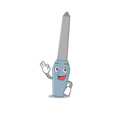 Sticker - Nail file cartoon mascot design with Okay finger poses