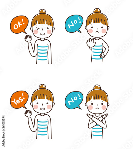 Ok Ng Yes No お団子頭の女性 上半身 イラスト Buy This Stock Vector And Explore Similar Vectors At Adobe Stock Adobe Stock