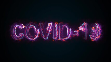 Poster - computer generated the inscription covid-19. burning word warns about coronavirus danger. 3d renderi