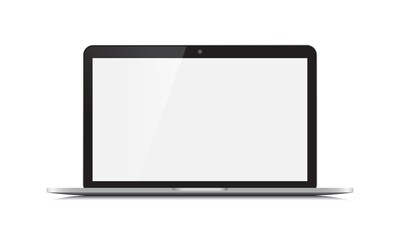 Poster - Realistic laptop illustration. Notebook isolated on white background. Mockup with blank screen