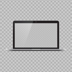 Poster - Realistic laptop illustration. Notebook isolated on transparent background. Mockup with blank transparent screen
