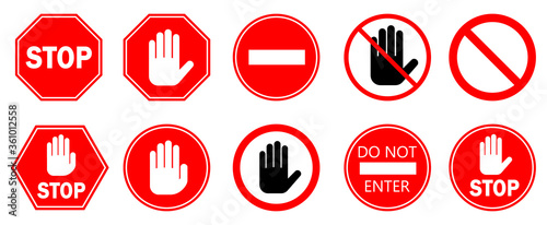 Fotografía Red STOP sign isolated. Vector Stop hand signs