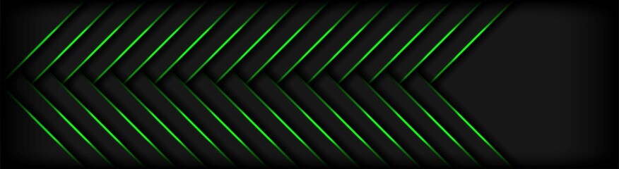 Poster - modern 3d geometry shapes dark with green lines background