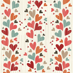 Aufkleber - Grunge colorful hearts seamless pattern on beige background