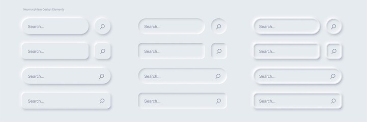 Poster - Set of Search bar form templates of neomorphic interface