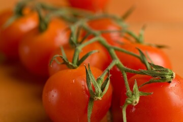 Wall Mural - Closeup shot of fresh cherry tomatoes