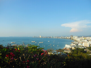 observation deck on the ocean with turquoise water summer, landscape vacation at sea vacation, tan island Thailand. Pattaya. coastline