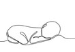 © ngupakarti - one line drawing illustration of a baby. Cute sleeping baby drawn from the hand a picture of the silhouette. Modern minimalism art. Little kid in the minimalist style. Vector illustration