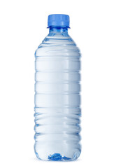 Small bottle of mineral water in plastic isolated on white