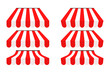 © Zhenia - Shop tent vector market red and white stripes roof collection, isolated marketing illustration