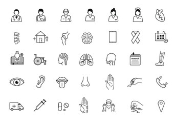 Wall Mural - medical and rehabilitation service related icon set