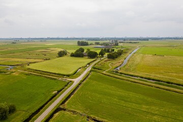 Canvas Print - High angle shot of vast farmland just outside Amsterdam, Netherlands