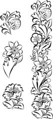  set of different patterns with floral motifs on a white background