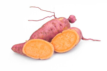 Wall Mural - Sweet potatoes isolated on a white background.